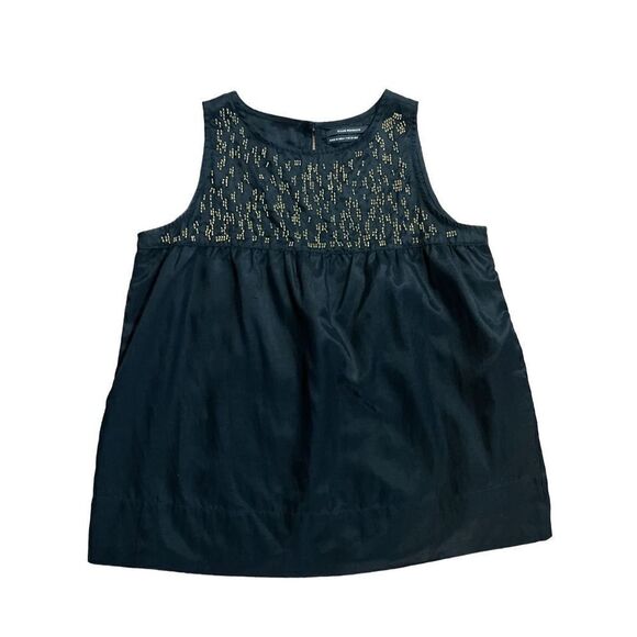 Club Monaco black silk blend sleeveless top with gold embellishments sz XS - Picture 1 of 10